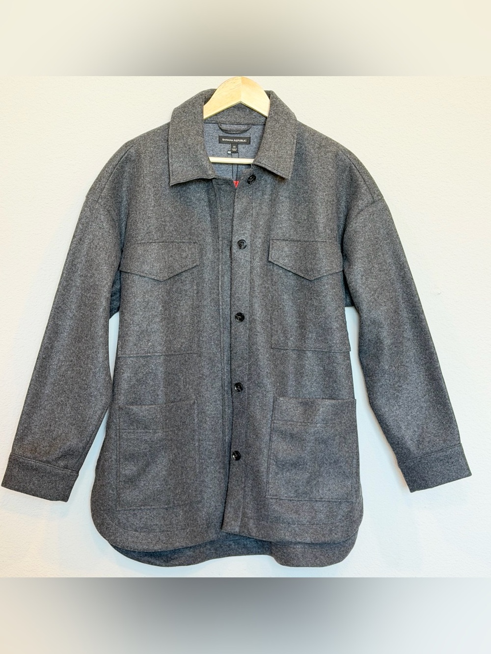 NWT Banana Republic Grey 4-Pocket Oversized Shacket/Utility Shirt Jacket M